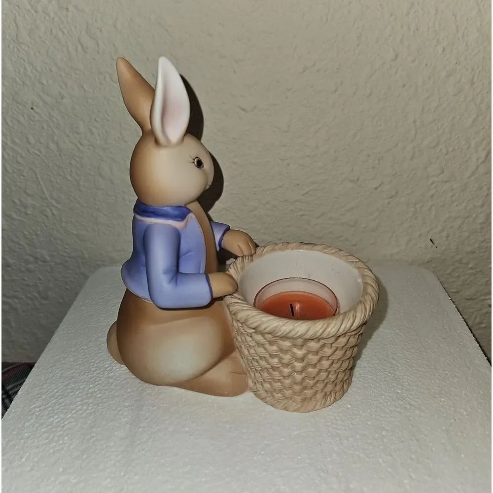 PartyLite Easter Bunny Bertie & Bea Votive Candle Holder Holiday Table Decor Set